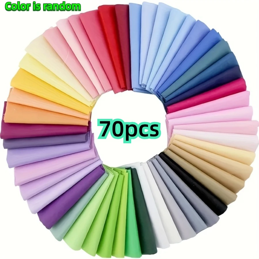 70 adet DIY Tonlu Kumaş Kare Seti - Çok Renkli, Kapitone, Giyim, Etek, Ev Dekorasyonu ve El Sanatları için Mükemmel 10*10cm