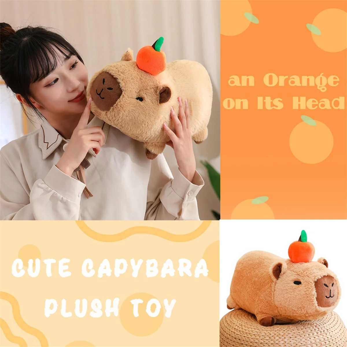 Cute Kabibala Plush Toy with Orange Headdress Soft Kabibala Plush Animal Doll Pillow It'S the Perfect Hug Gift.