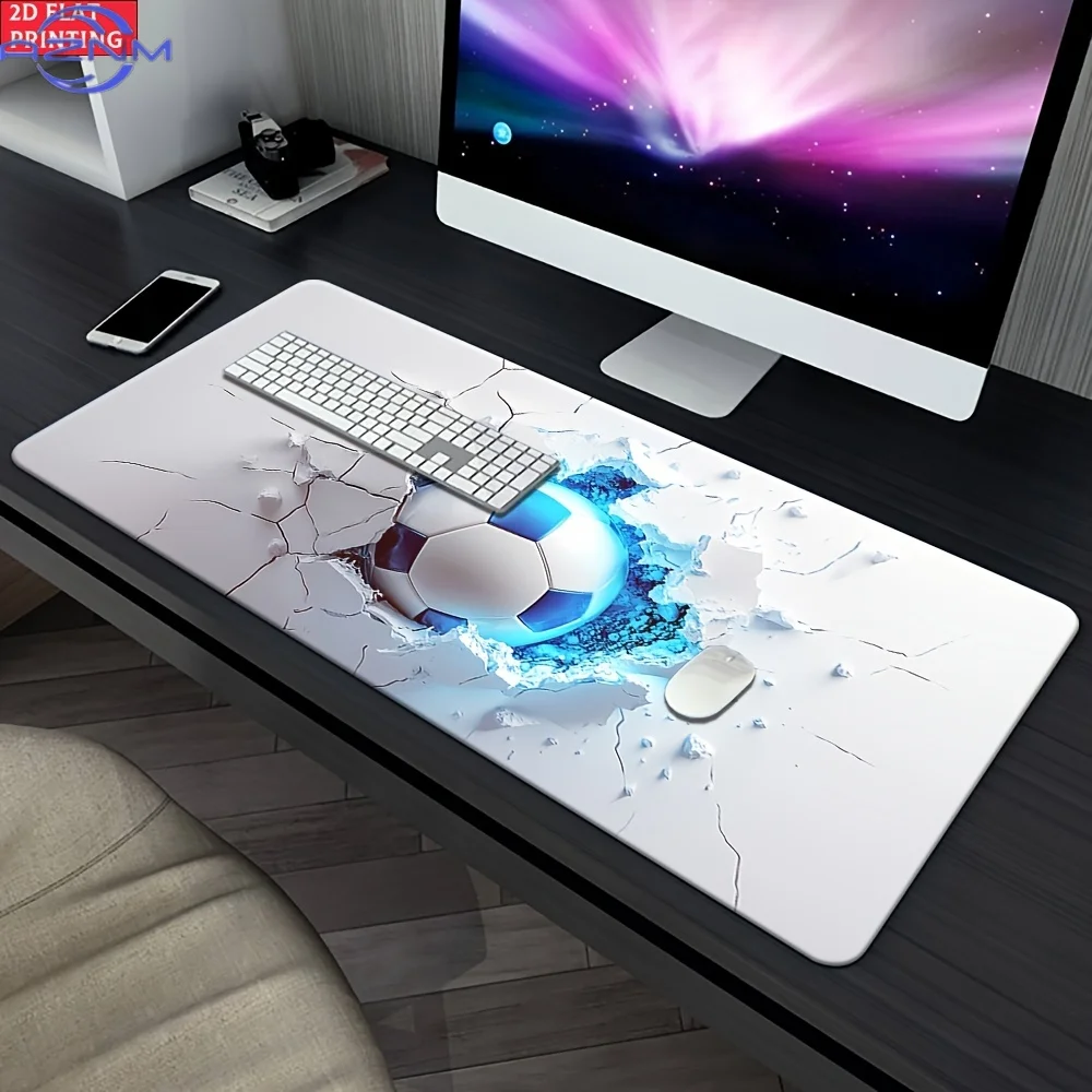 2D Flat 1pc A Football That Breaks Through Walls HD Printed Pad for Desk, Multi Functional XXL Mousepad, Keyboard Gaming Mouse M