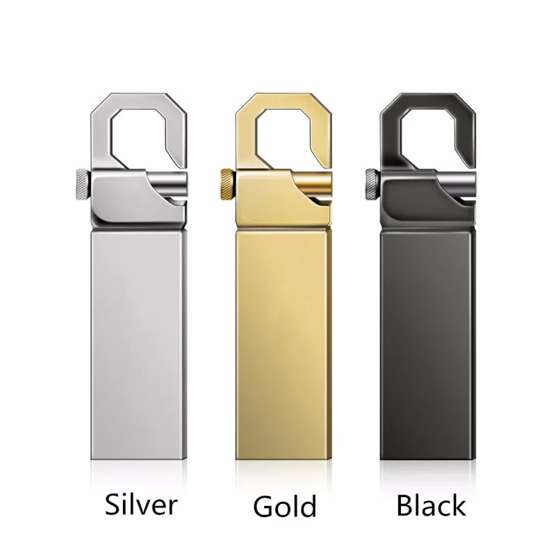 Hot Metal usb flash drive 32gb 64gb argento/oro Memory stick pen drive USB 2.0 U Disk 128GB 256GB 512GB