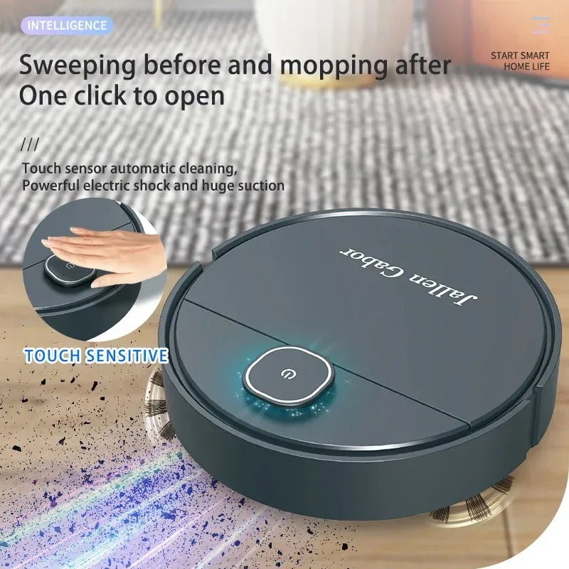 Robô Varrendo Inteligente Doméstico, Mini Sweeper, Varrer e Aspirar, Aspirador de pó sem fio, Robôs para Casa, 3 em 1