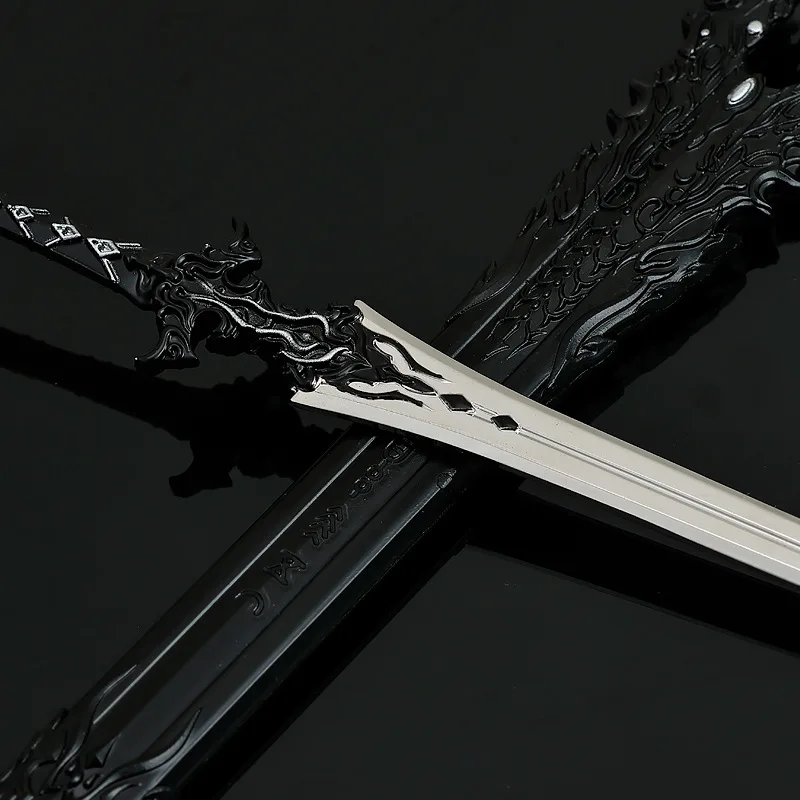 22 ซม. JX ออนไลน์ 3 ‌   ดาบปีศาจศิลปะการต่อสู้สีส้มรุ่นโลหะทั้งหมดหุ้มโลหะผสมของเล่นดาบภาพยนตร์เกมอุปกรณ์ต่อพ่วงของขวัญวันเกิด