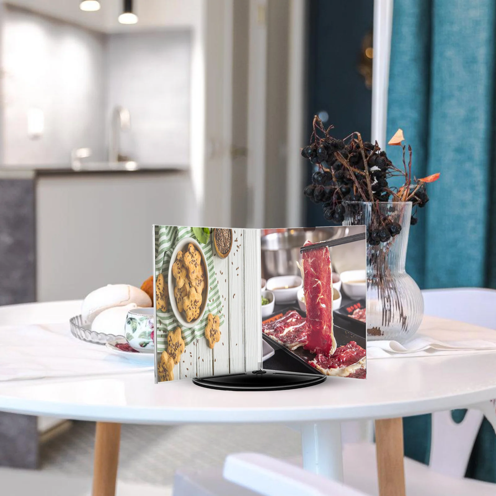 

Rotating Transparent Acrylic Menu Display Stand Sign Holder for Restaurant Cafe Wedding Advertising Board Stable Desktop