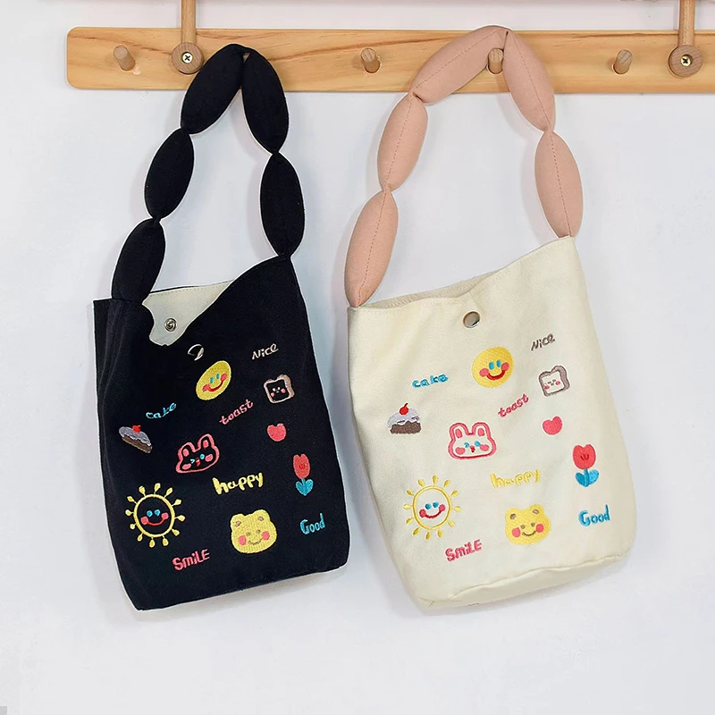 أزياء لطيف المرأة المطرزة قماش حقيبة الكتف تخزين حقيبة الغداء #2