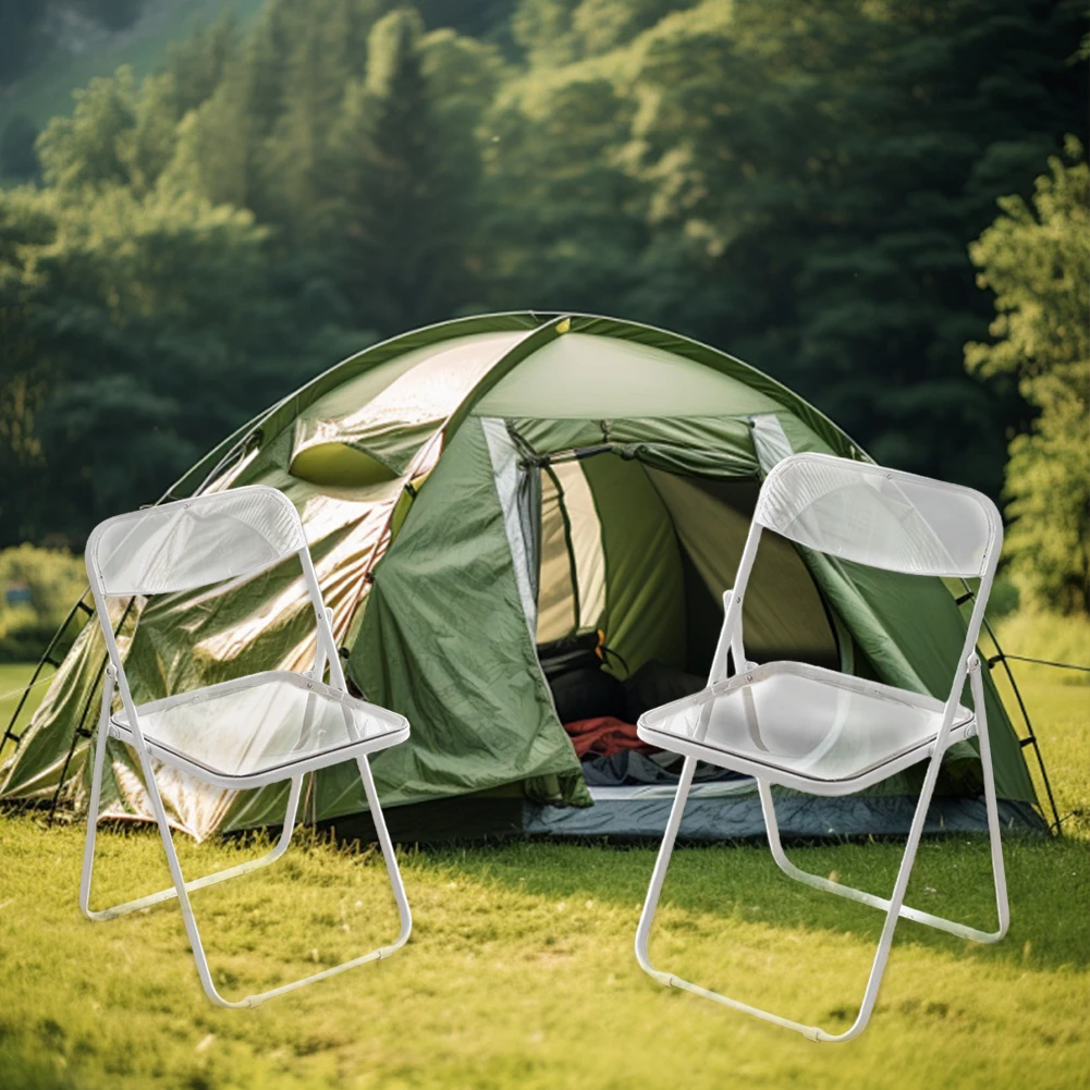 كراسي شفافة قابلة للطي من الأكريليك مع إطار من الكروم لمقعد غرفة المعيشة خفيف الوزن لغرفة المعيشة والمكتب وغرفة الانتظار #3