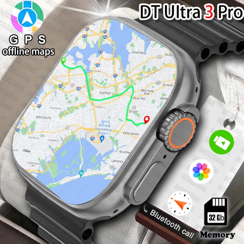 DT Ultra 3 Smartwatch Amoled Screen 4GB MP3 MP4 Player Bluetooth Network Sharing APP Store ChatGPT Smart AI Watch Men Sportwatch