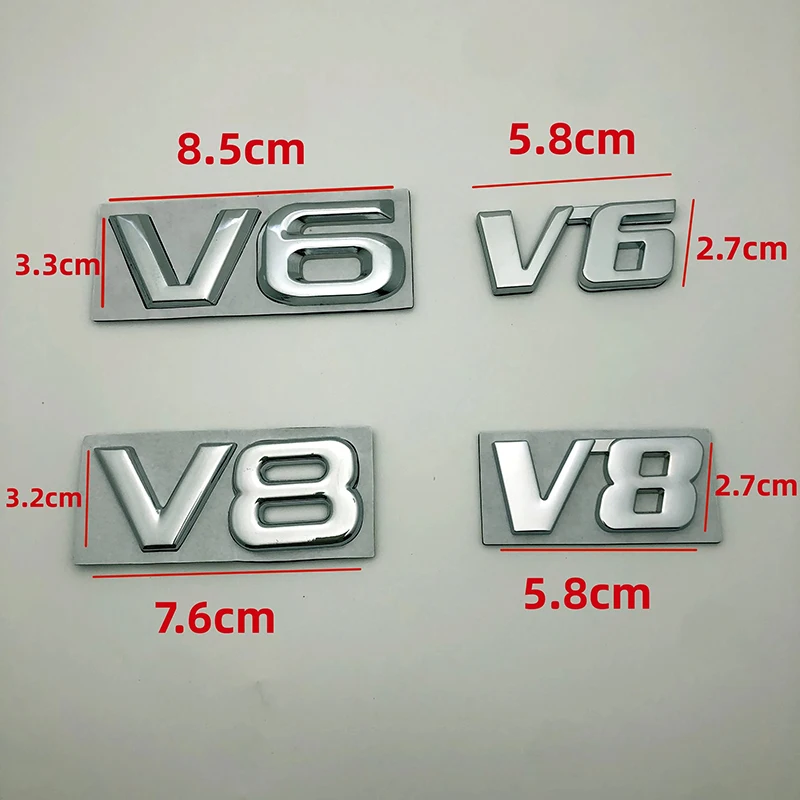 3D Metal V6 V8 Logo Letter Car Wing Fender Rear Trunk Emblem Badge Decal Body Stickers Styling For Toyota Highlander Accessories