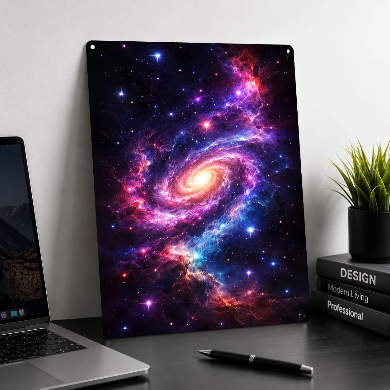 Vibrant Spiral Galaxy in Deep Space Metal Poster Perfect Gift for Fans Lovers Personalized Wall Art Metal Sign for Vintage Decor