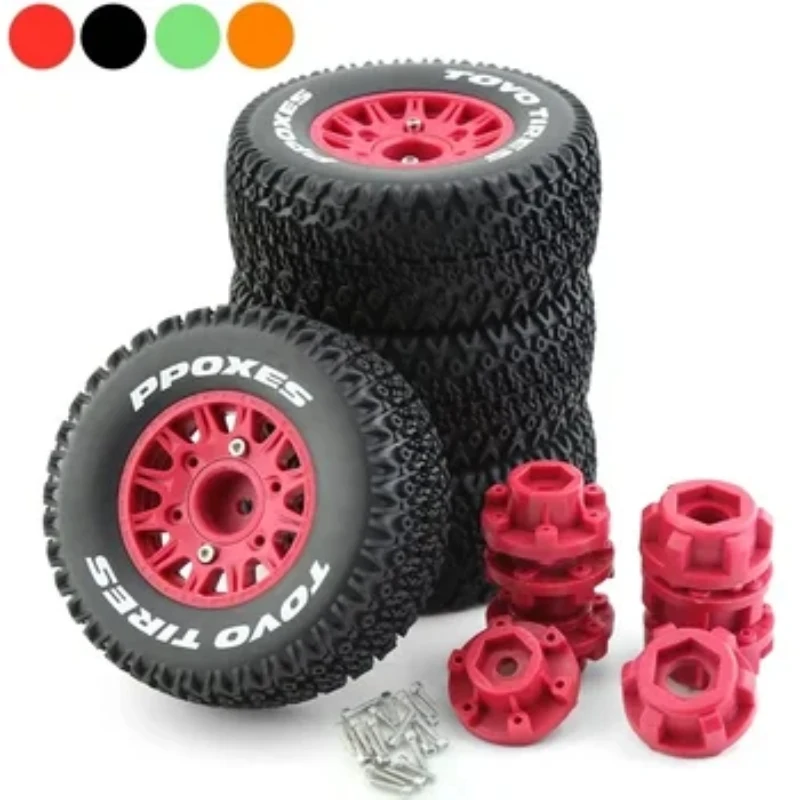 

4Pcs 112mm 1/8 1/10 Short Course Truck Tire with 12mm 14mm 17mm Wheel Hex for TRAXXAS Slash ARRMA SENTON Vkar SCTX10 HPI RC Car