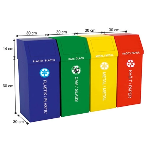 

Recycling Bin with Color Coded Recycled Signs 4 Compartments for Various Sort of Rubbish. Factory Outlet