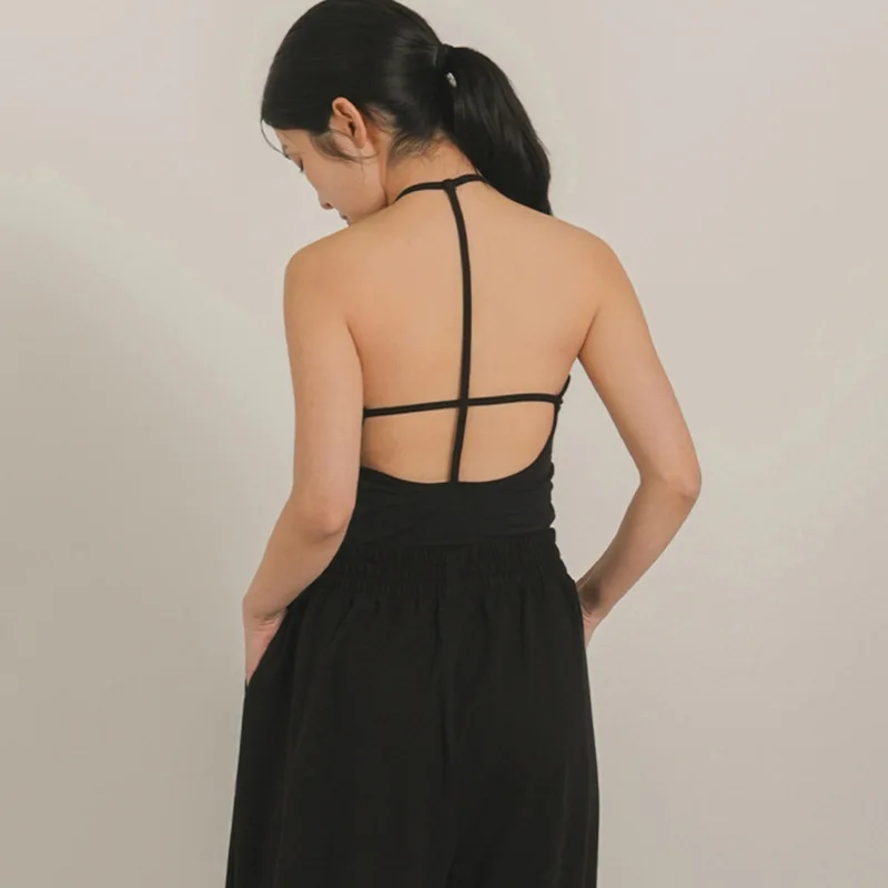 جديد وصول المرأة سترة يوجا مثير الخامس نوع العنق الرقبة معلقة الفتيات الرقص اللياقة البدنية الصالة الرياضية أعلى لينة تنفس ضيق مطاطا