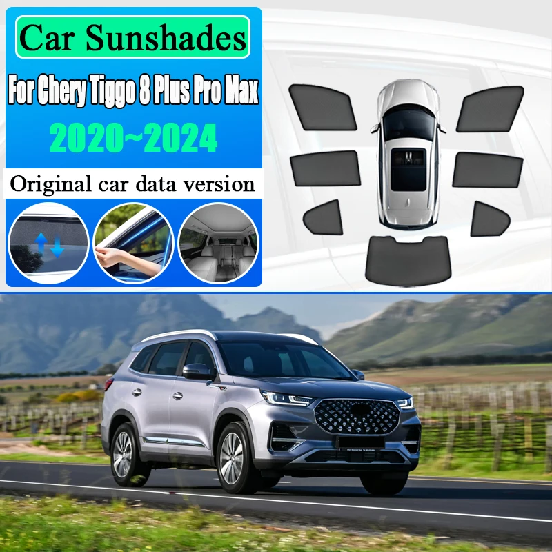 

Солнцезащитные козырьки для Chery Tiggo 8 Plus Pro Max 2020 ~ 2024 2022 2023 2021, магнитный солнцезащитный козырек на лобовое стекло, автомобильная сетка, аксессуары