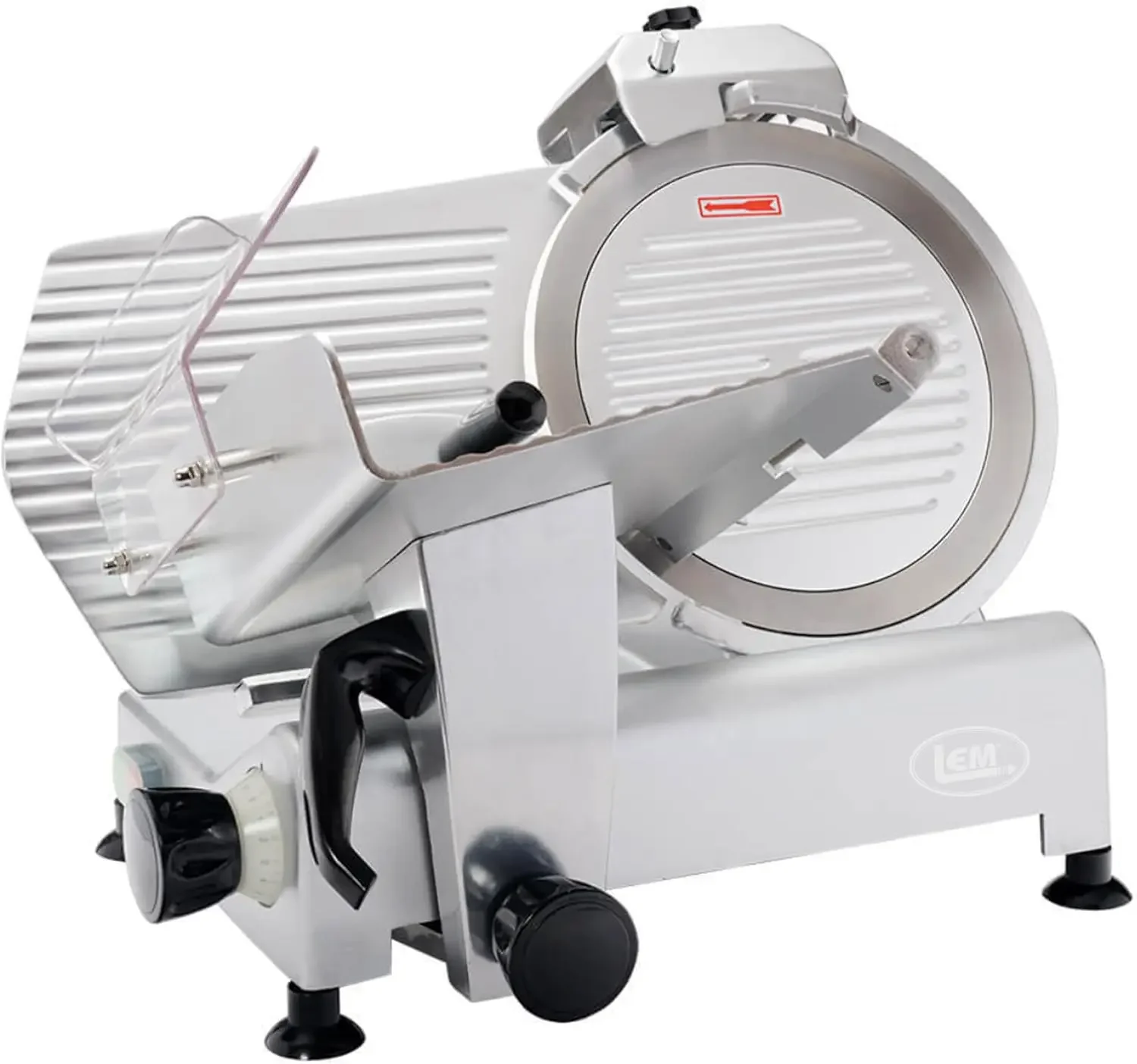 

Products BigBite 12 Inch Cast Aluminum Electric Meat Slicer Machine with Built-In Sharpener, Silver