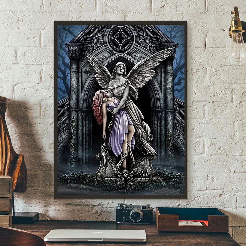 DIY 5D Diamond Painting Full Drill  Skeleton Fallen Angel Diamond Mosaic Hand Inlaid Rhinestones Embroidery Home Decor Gifts