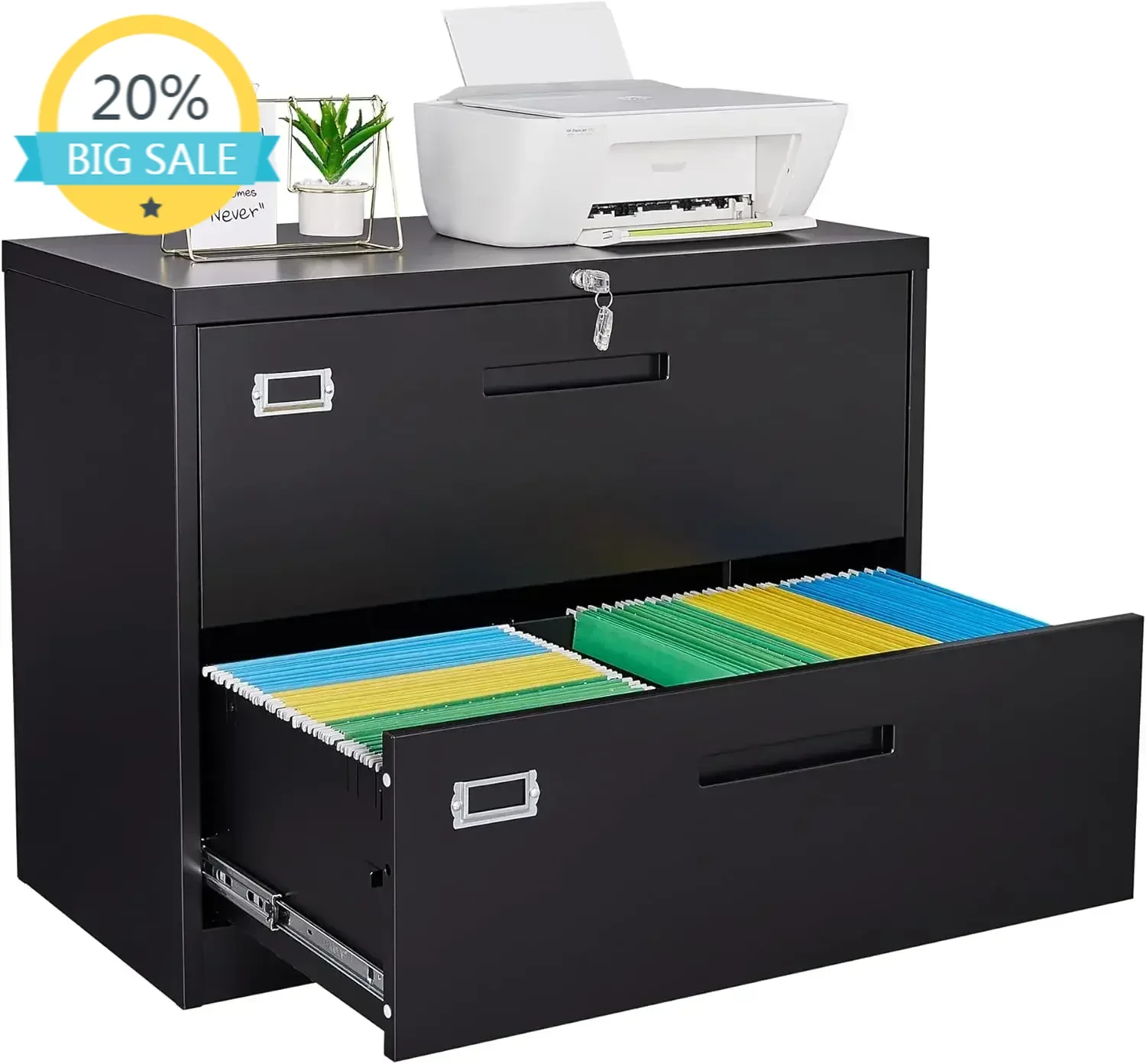 

BestsellerLetaya Metal Lateral File Cabinets with Lock,2 Drawer Steel Wide Filing Organization Storage Cabinets,Home Office Furn