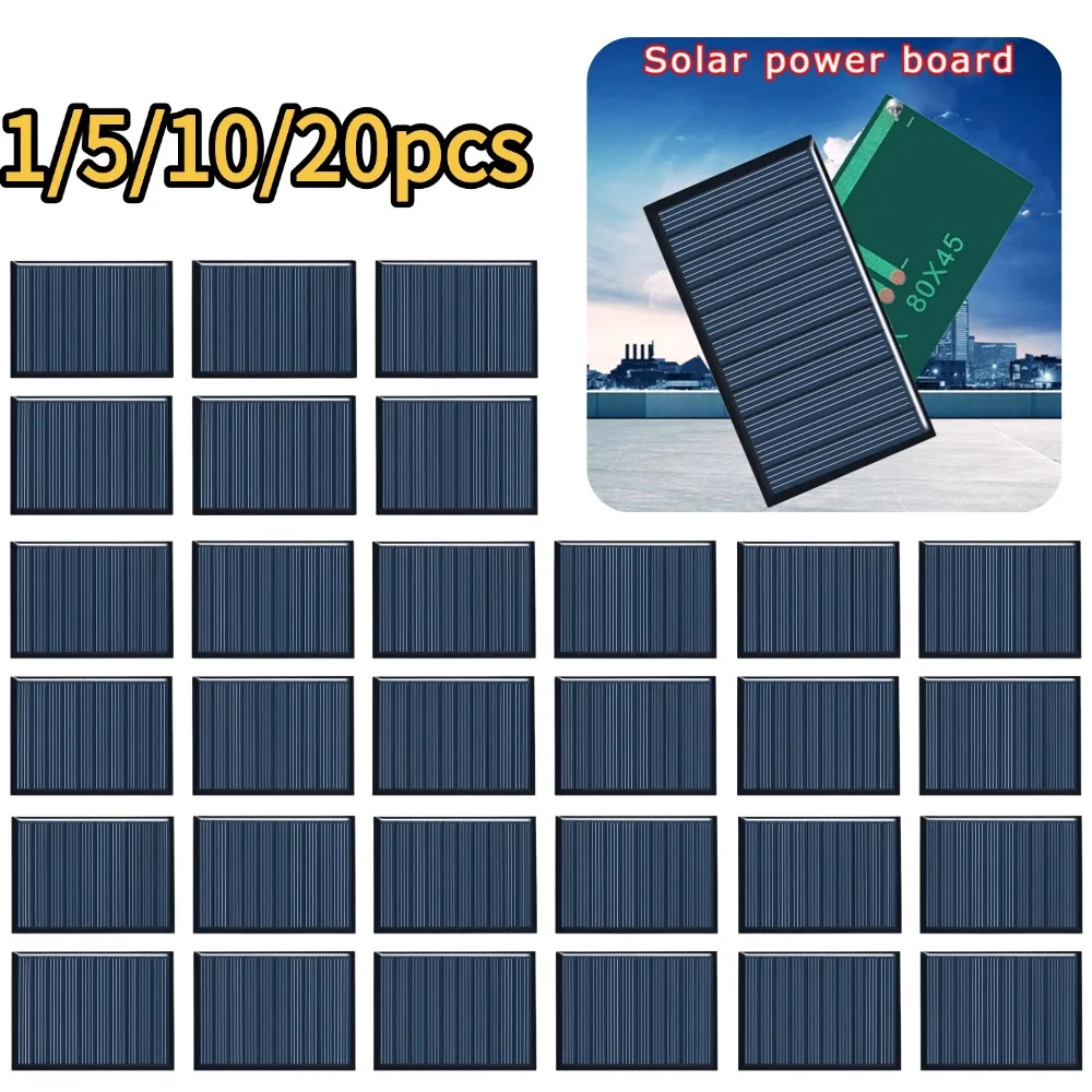 80x45mm 5V 75mA Solarpanel mit Klebeverbindung DIY Solar-Siliziumplatten Polykristalline Gartenbeleuchtung Zubehör