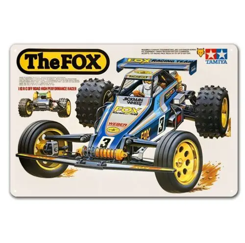 Metal Poster Vintage Rc Car Tin Sign Plaque Tamiya The Fox Buggy Boxart  8x12inch