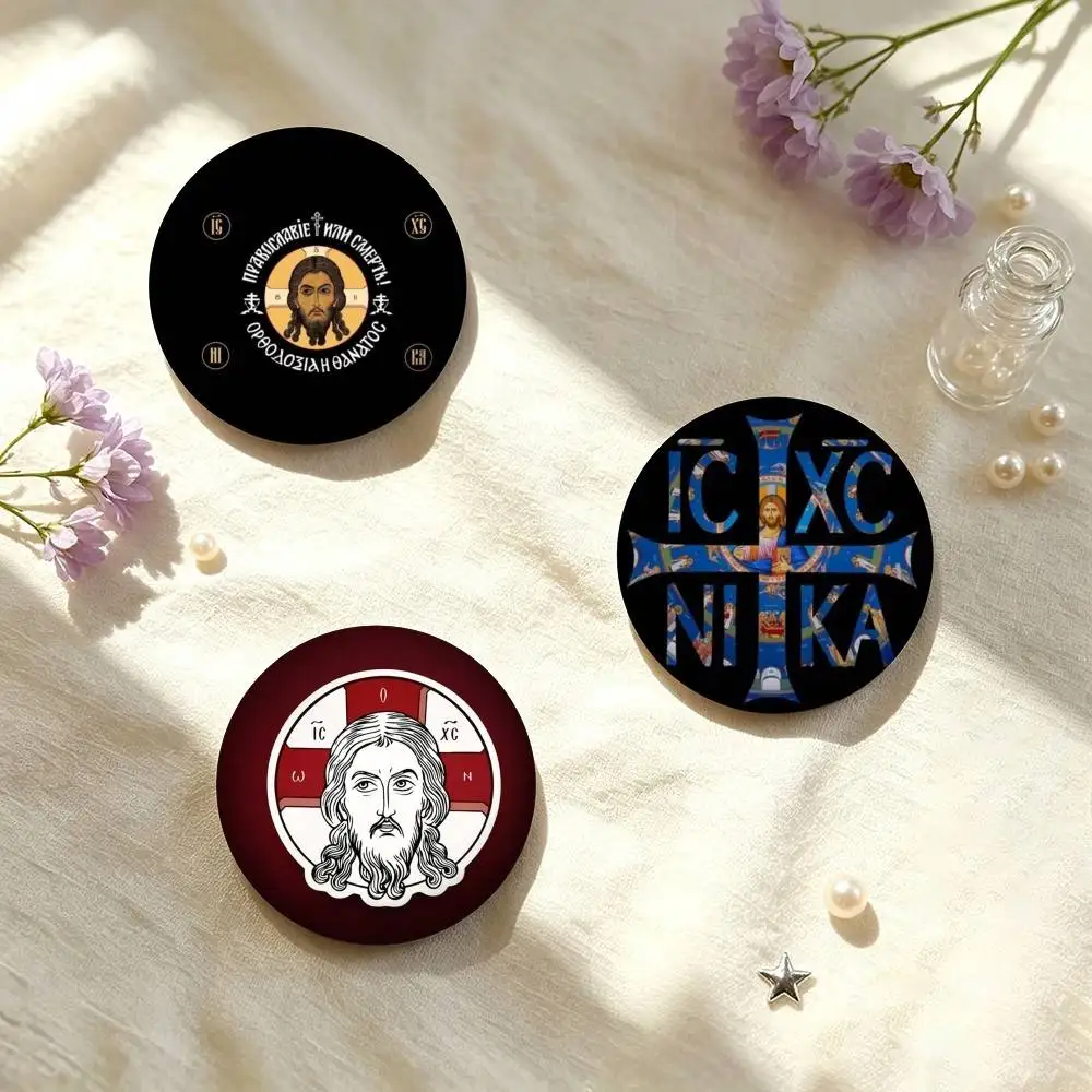 V-Vintage Orthodox Jesus Icon  25 32 44 58 75mm Badges Personalized Round Brooches Pins Accessory Gift