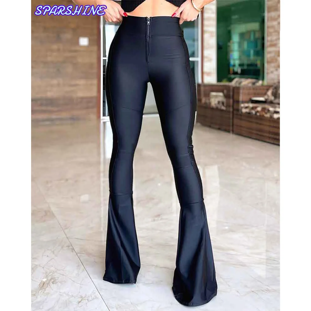 

High Waist Women Leggings Vintage Flared Stretch Pants Zipper flared tights Workout Legging For Women Casual Jeggings Slimming