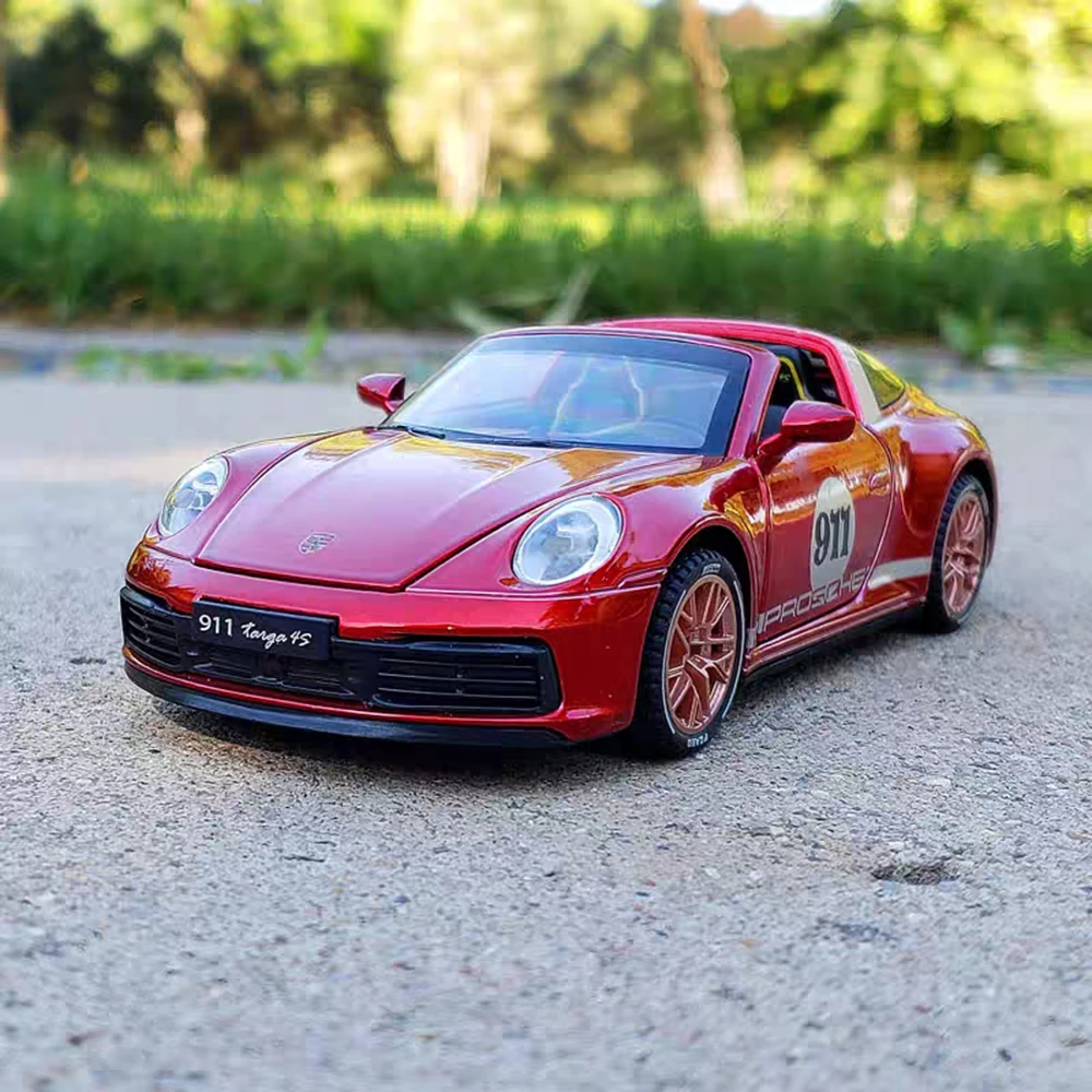 

1:32 911 Targa 4S Turbo S Toys Cars Миниатюрные модели из сплава с откатным механизмом Суперкар со звуковым светом Транспортные средства для мальчиков Праздничные подарки