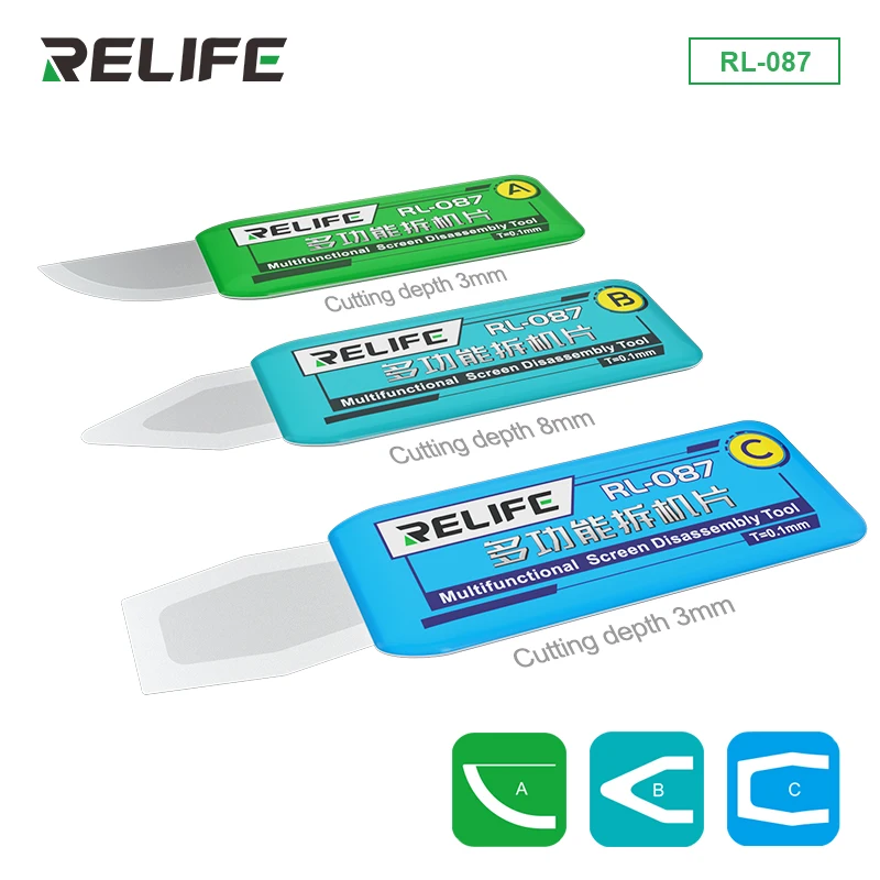 RL-087 3 in 1 apriscatole multifunzionale in metallo con leva di porco per lo smontaggio del telefono cellulare strumento di apertura dello schermo raschietto