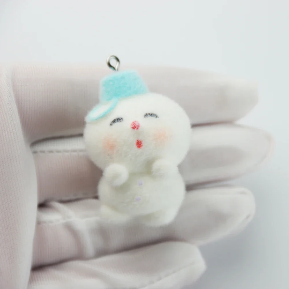 

10Pcs 3D Cute Flocking Christmas Snowman Resin Charms Cartoon Christmas Pendant For Bag Phone Keychain DIY Crafts Jewelry Make