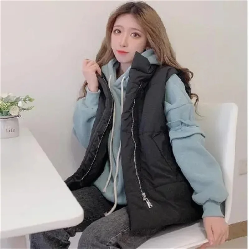 

Корейский женский модный жилет с хлопковой подкладкой, топ 2025 г., женский жилет, пуховое хлопковое пальто, осенне-зимняя женская парка без рукавов, куртка