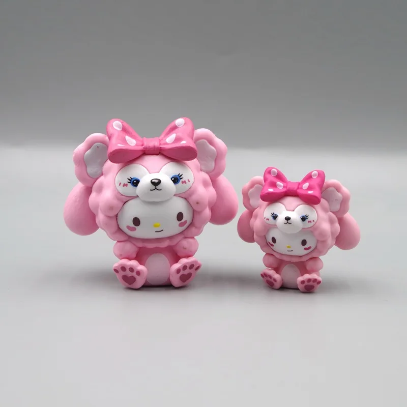 6 stks/set Sanrio Hello Kitty Cos Stitch Model Leuke Transformatie Mickey Hanger Kuromi Cartoon Pop Ornament Kids Geschenken