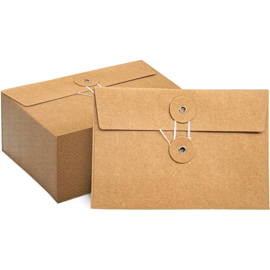 

40 Pcs Kraft Paper Envelopes with String Tie Closure Project Pockets Document Organizer for Office Folder Booklet Bag 4.53 x 6.