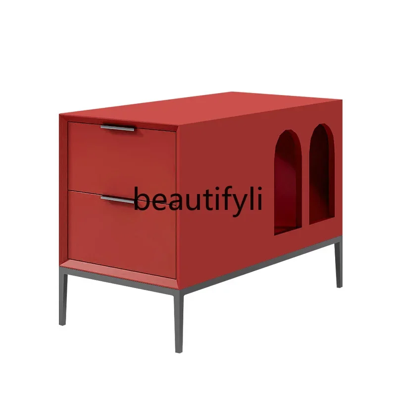 Sofa side cabinet Solid wood Nordic corner cabinet Modern living room small side table Coffee table Storage cabinet