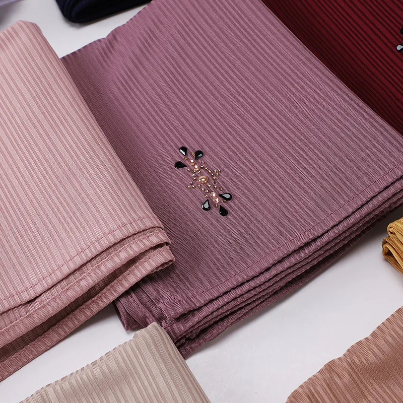 Women Pleated Hijab Diamonds Headscarves For Women Hijab Headband Scarf For Muslim Women Veil Hijabs Malaysia Crinkle Islamic