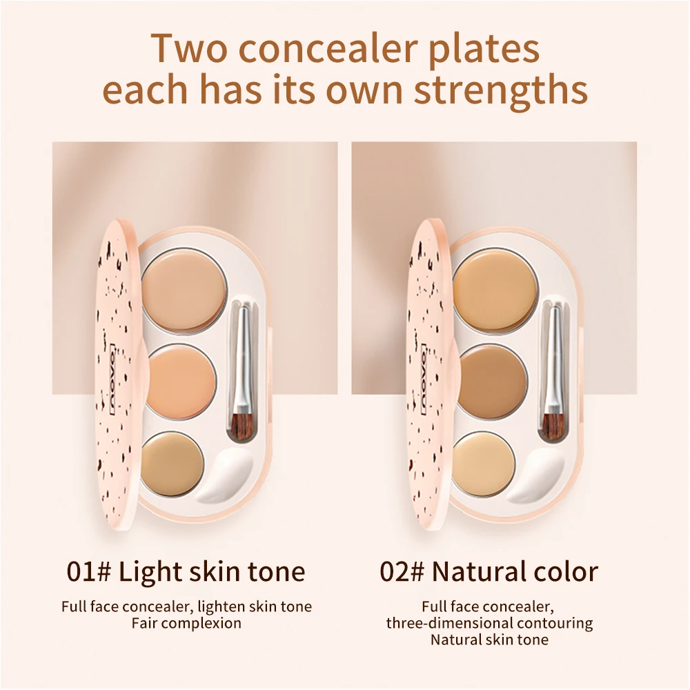 NOVO Color Correcting Concealer Palette Comes with A Concealer Brush, Covers Blemishes, and Is Waterproof and Long-lasting.