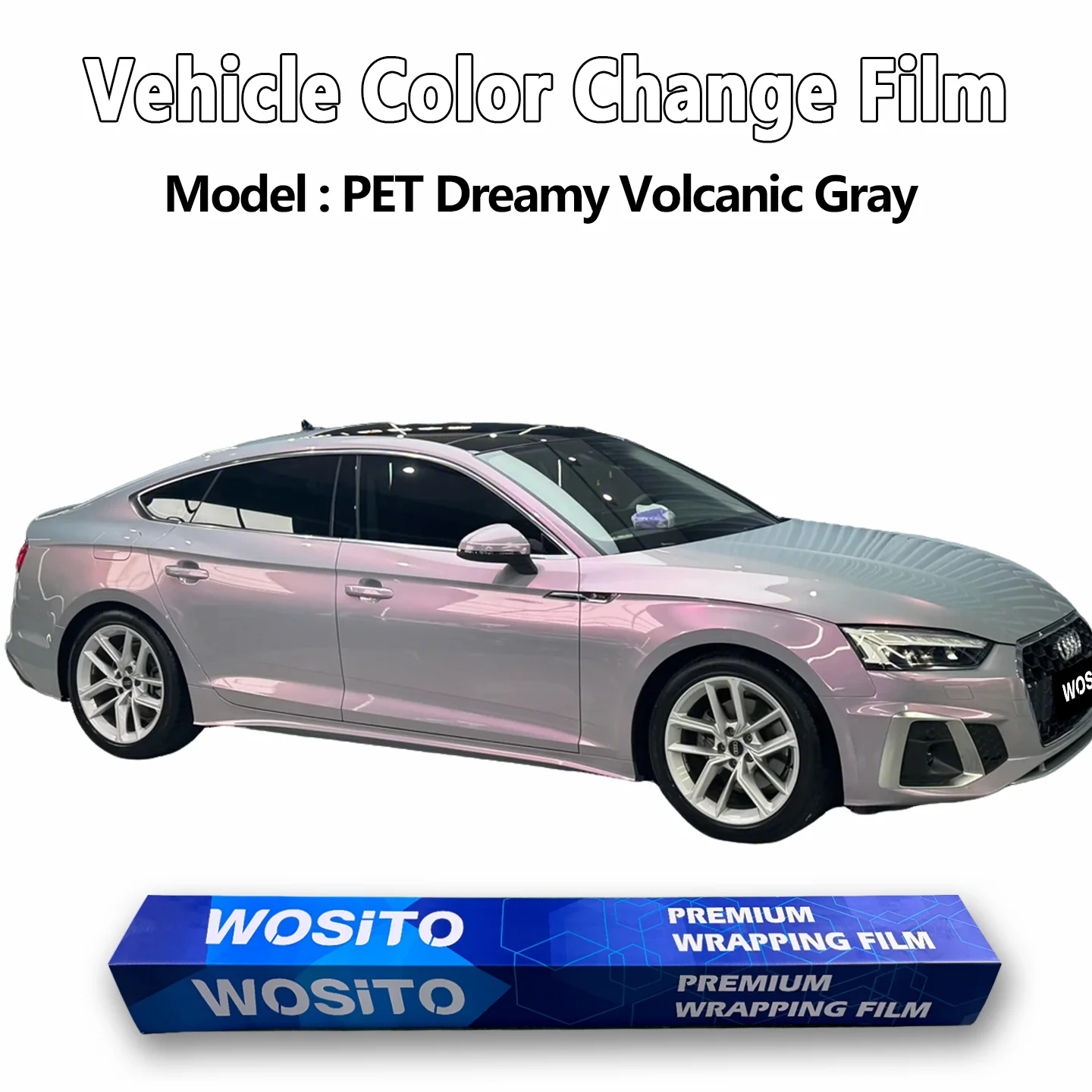 PET Dream Volcano Grey Car Wrap for Full Body Satin Color Change Vinyl Film Heat Stretchable Automotive Wrap OEM Factory