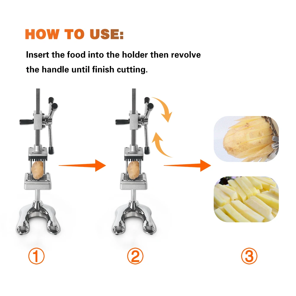 ITOP Manual Potato Chips Cutter with 3 Blades 6/9/13 MM Perfect for French Fries and Vegetable Slicing Commercial Kitchen Tool