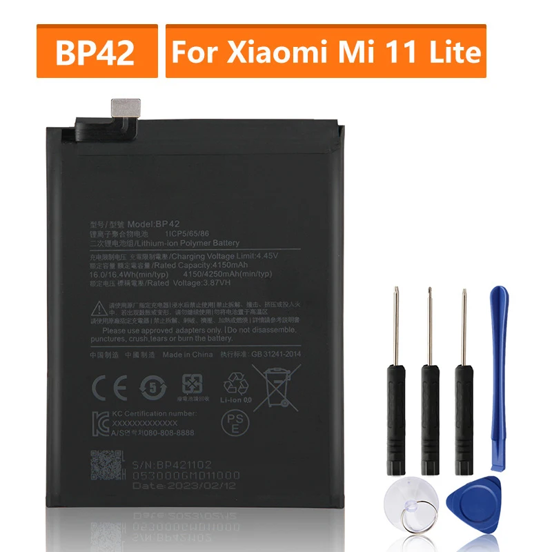 Replacement Battery For Xiaomi Mi 11 Lite BP42 Rechargeable Phone Battery 4250mAh With Tools