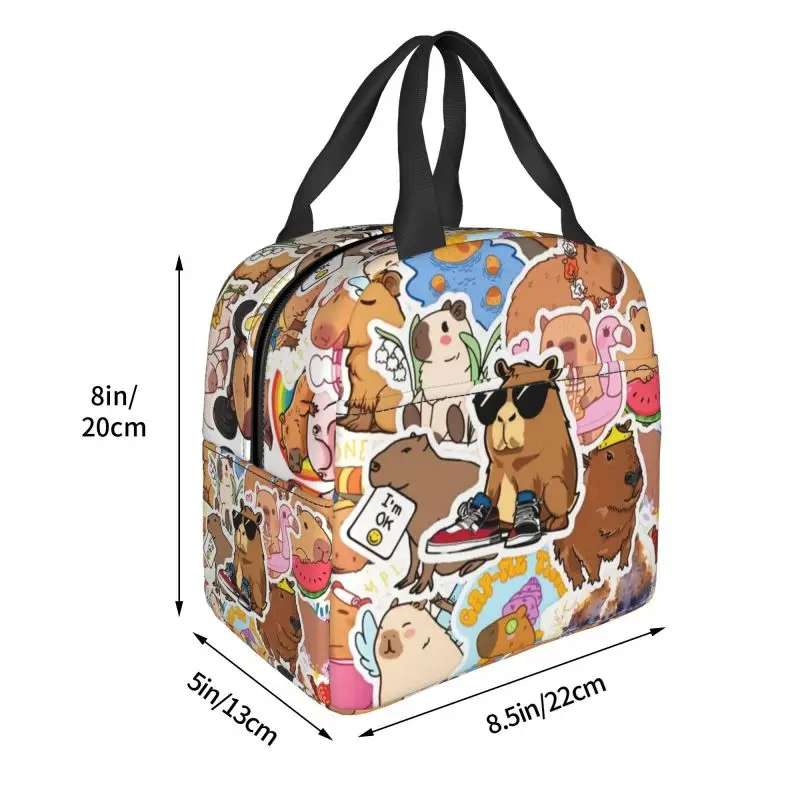 Custom Giant Cavy Capybara Collage Lunch Bag Women Portable Cooler Thermal Insulated Lunch Box for Work Storage Food Bento Box