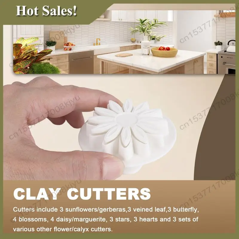 -A23G 33 Piece Fondant Cake Cookie Plunger Cutter Sugar Craft Flower Leaf Butterfly Heart Shape Decorating Mold DIY Tools