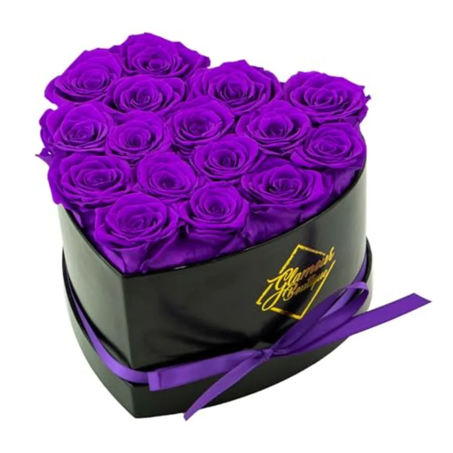 

GLAMOUR BOUTIQUE Цветочная коробка в форме сердца Flower Forever: Вечный подарок для нее, неувядающие цветы, романтический цветочный сувенир на день рождения