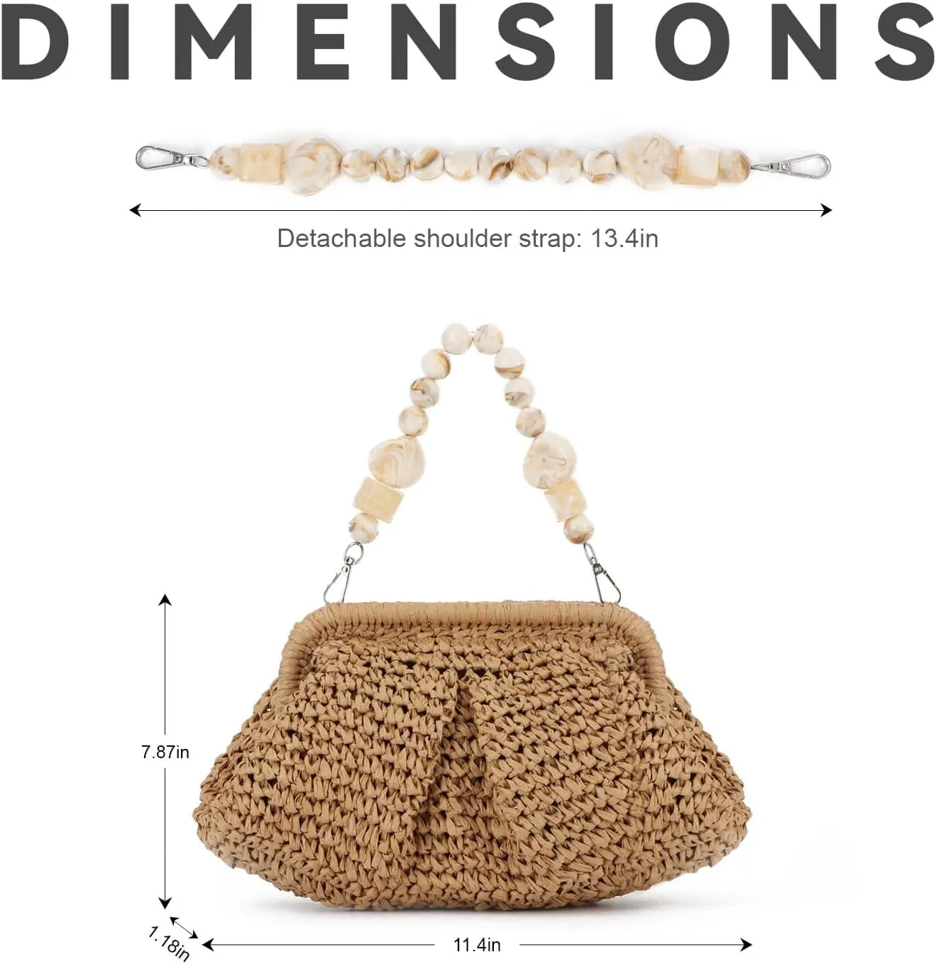 Straw Dumpling Clutch Bag Woven Straw Tote Straw Clutch Purse For Women Summer Beach Bag Wicker Clutch, Straw Purses