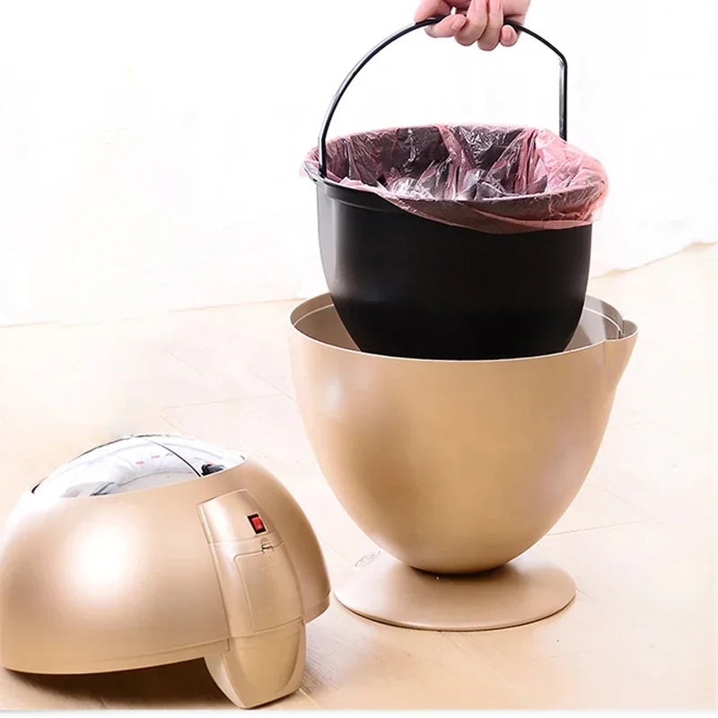 220v Nordic Creative Cute European Smart Induction Trash Can Household Living Room Bedroom Automatic Cylinder With Cover