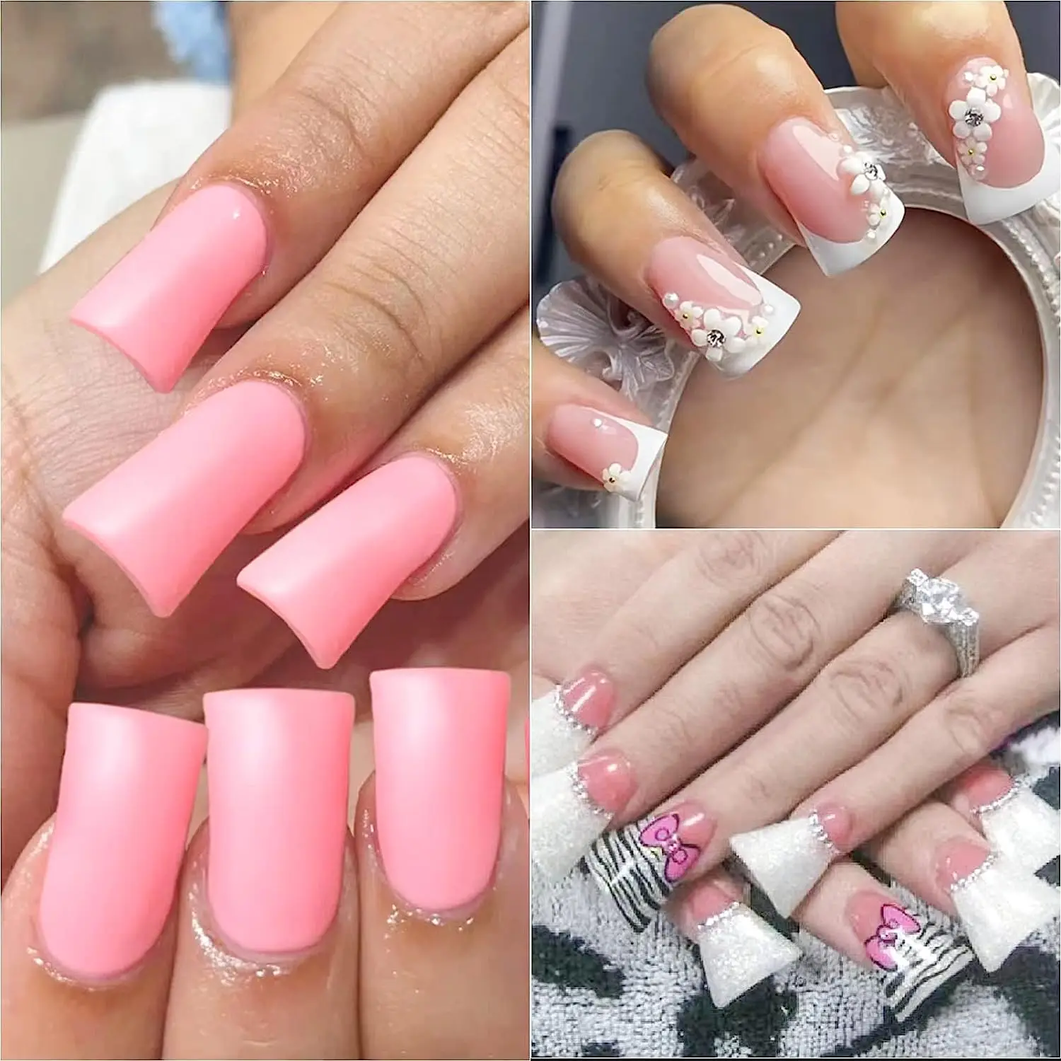 Puntas de uñas postizas de pato para salón de manicura, extensiones de uñas postizas francesas de media cubierta, 10 tamaños anchos, suministros Y2K, 500 piezas