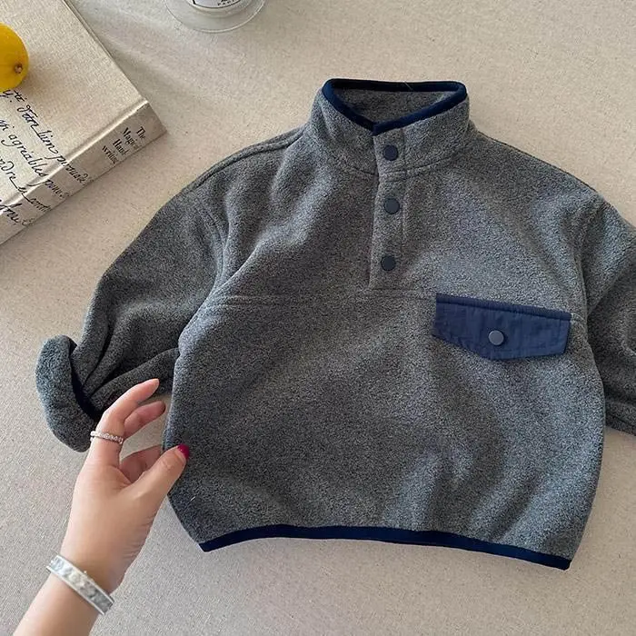 1-8 Jahre Herbst Winter Jungen Sweatshirt Fleece-gefüttert Kinderkleidung Koreanischer Stil Baumwolle Kinder Pullover Top 2026 Neu – Detail 7