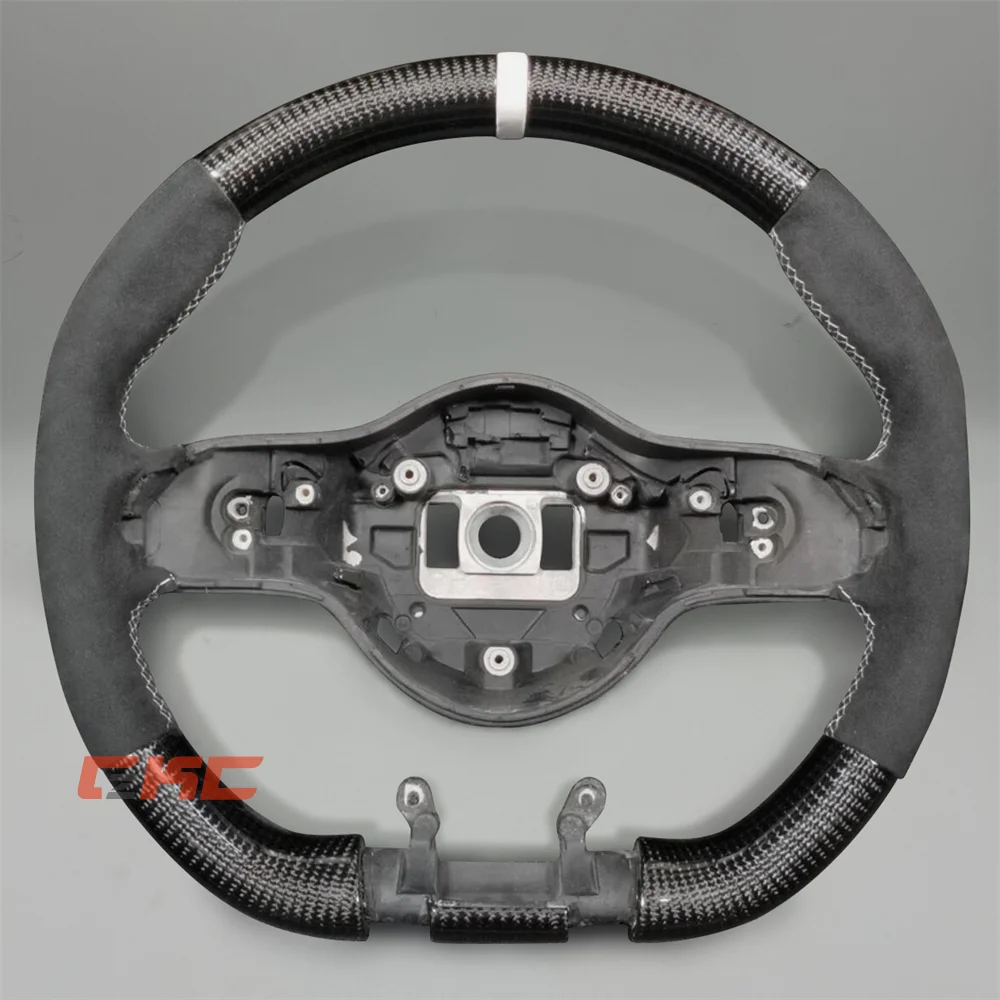 

Customized black Carbon Fiber white strip Steering Wheel for 2018 2019 2020 Mercedes Benz Car Accessory High Quality Durable