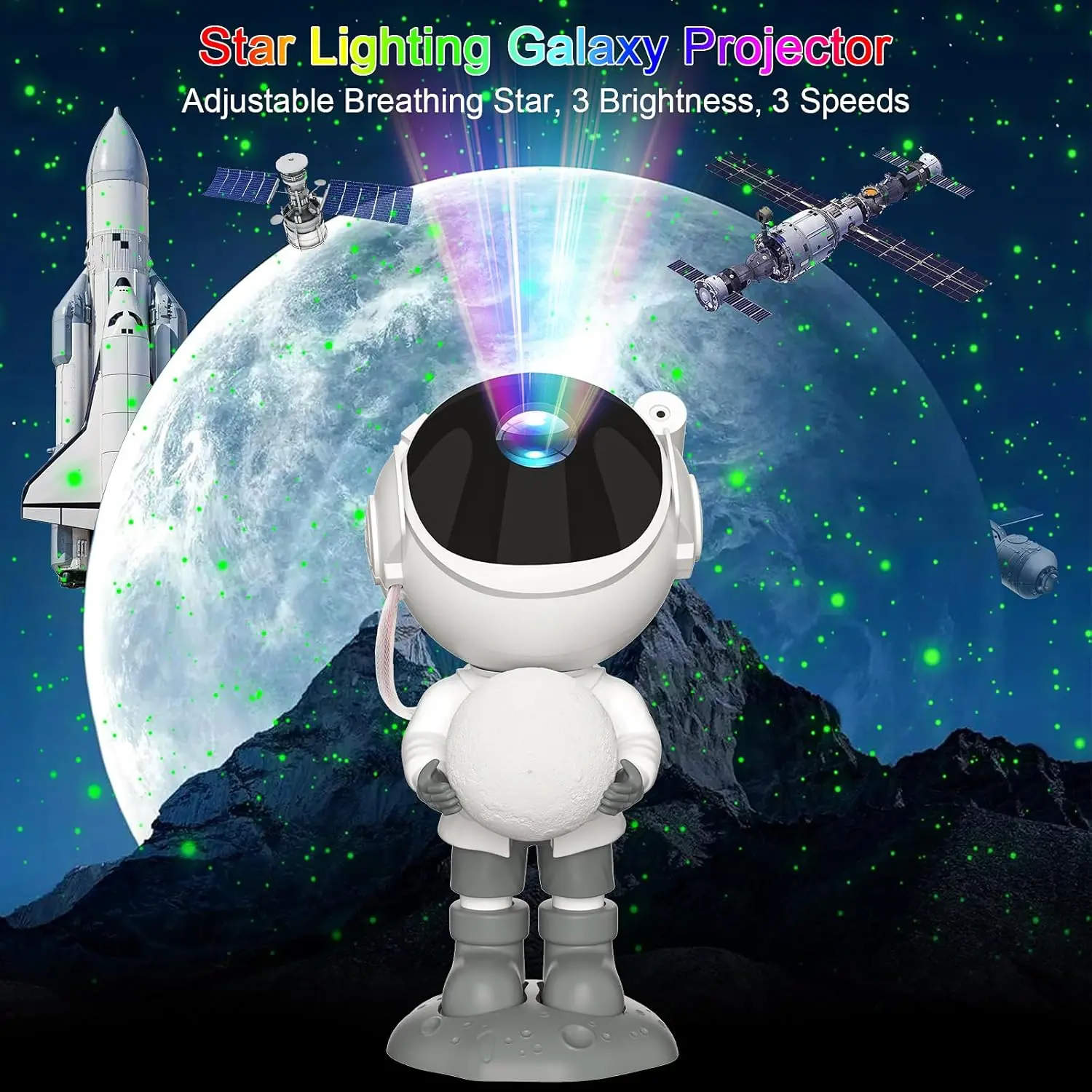 Astronaut Galaxy Projector Lamp Night Light Starry Star Projector with Moon Lamp Ceiling Nebula Space Projector for BedroomDecor