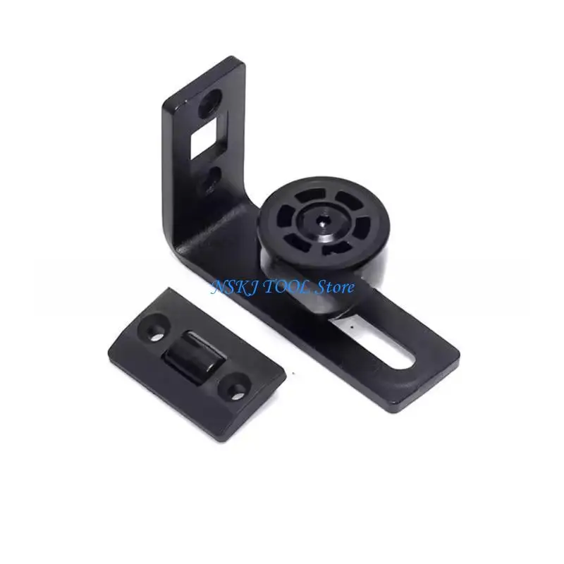 نظام بكرة مسار باب الحظيرة L8RC، سهل التركيب، دليل باب بقاعدة من الفولاذ الكربوني، تصميم مضاد للتمايل، لمسة نهائية سوداء غير #4