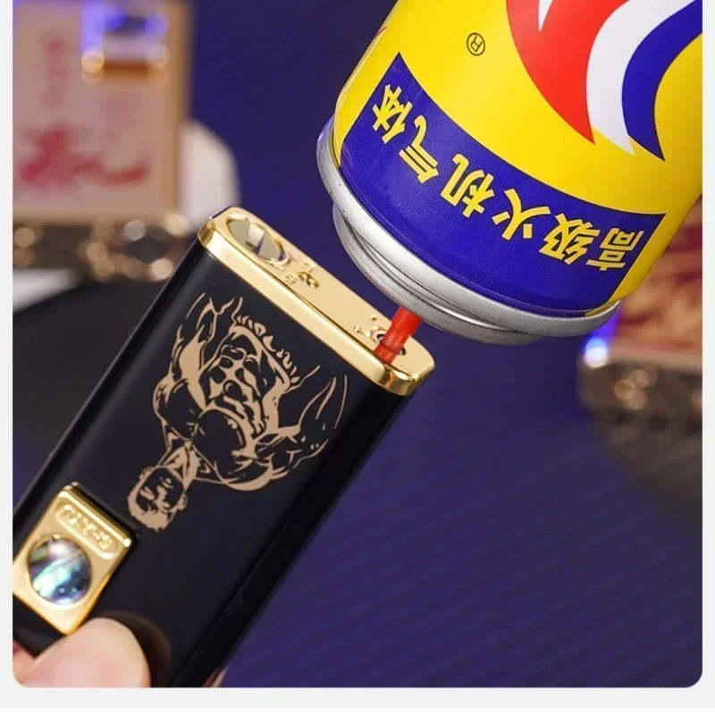 Creative True Color Shell Silent Button Open Fire Gas Lighter Replaceable Battery Lightweight Portable Electric Lighters Smoking