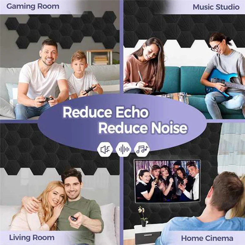 

NALFI-16Pack Self-Adhesive Acoustic Panels,Sound Proof Foam Panels, High Density Soundproofing Wall Panels Durable Black 12X10X0