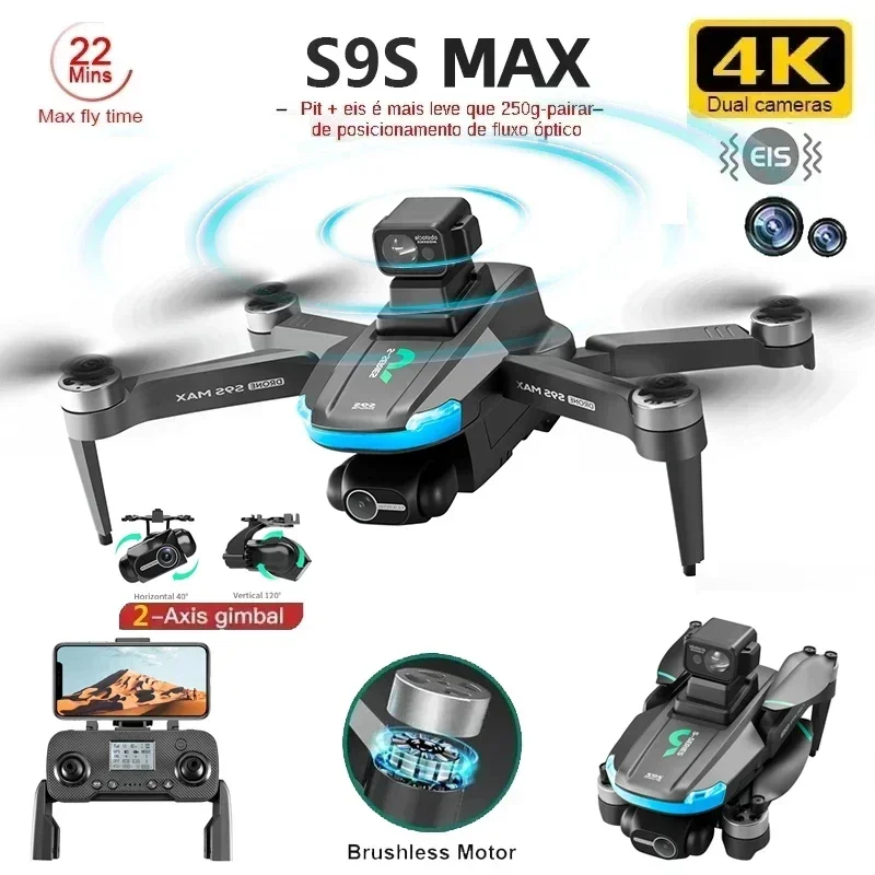 

NEW S9S MAX MINI Drone 4K 2-Axis PTZ HD Dual Camera Laser Obstacle Avoidance Brushless Motor GPS 5G WIFI RC FPV Quadcopter Toys