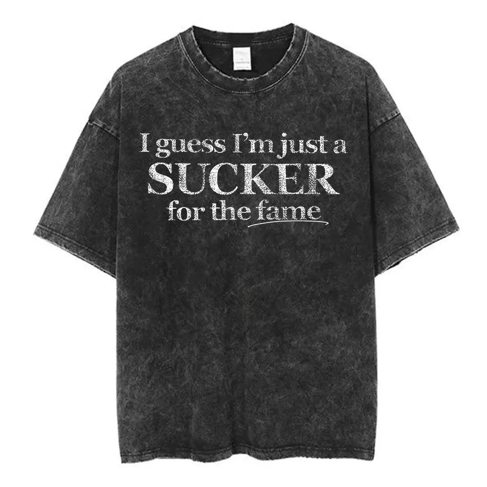 

Washed Vintage Yungblud I Guess I'm Just A Sucker for The Fame T-shirts Men's Clothing Fashion Hip Hop Cotton Casual T Shirt