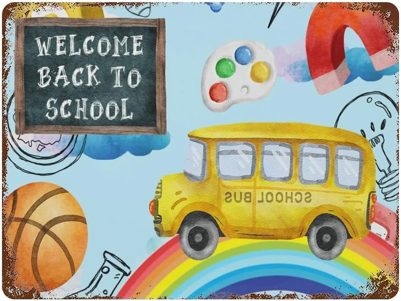 Vintage Metal Signs Back to School Aluminum Sign  First And Last Day of Rustic Tin for Indoor House Loun